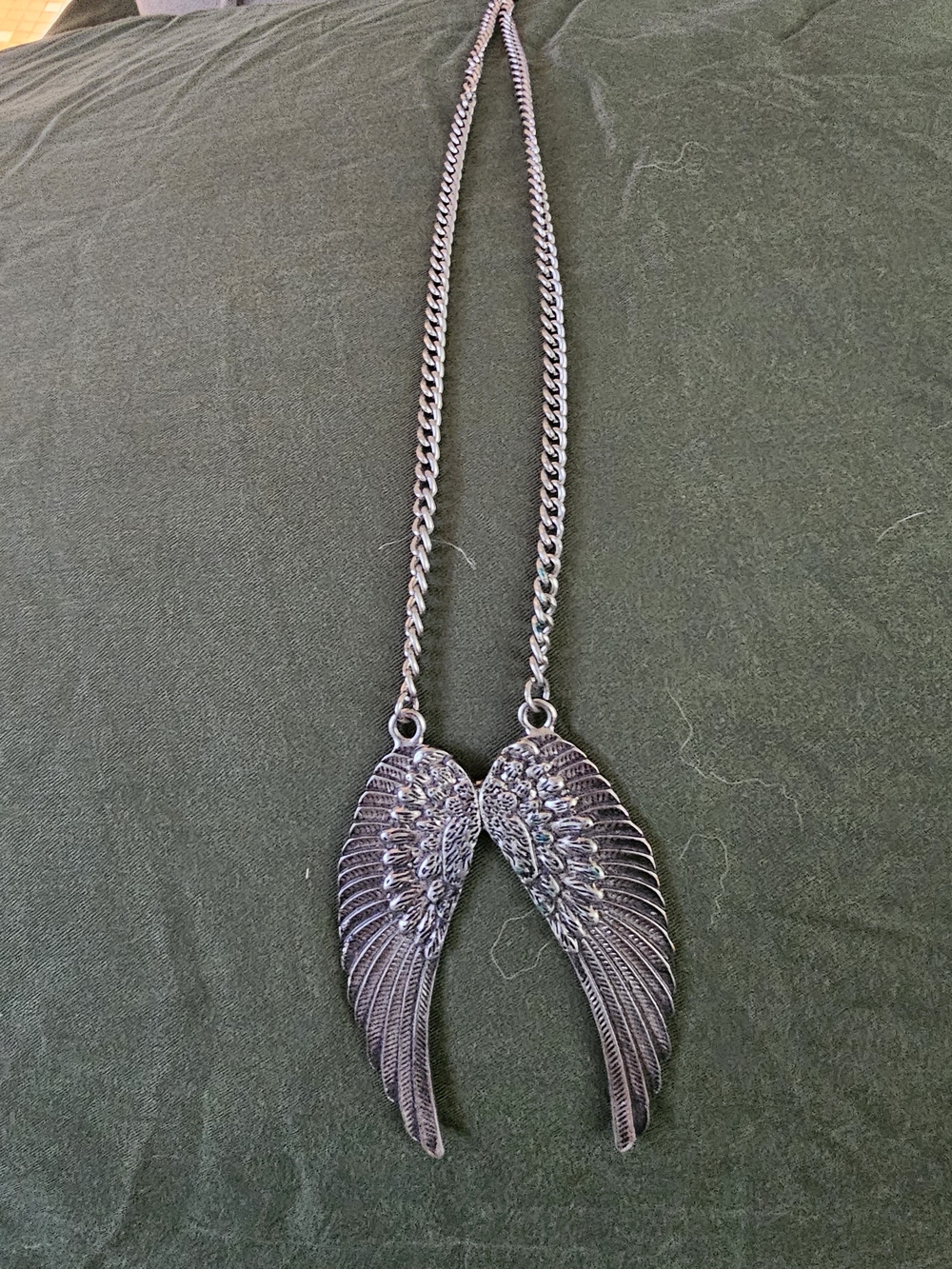 Silver Tone Angel Wing Pendant Necklace - Women's Jewelry
